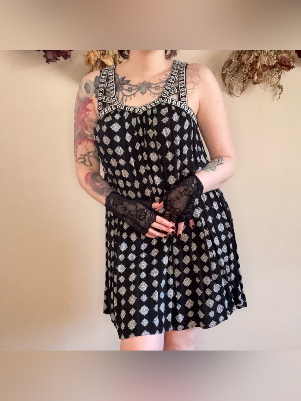 Maurices Boho Aztec Printed Black and White Mini Dress 🖤🤍